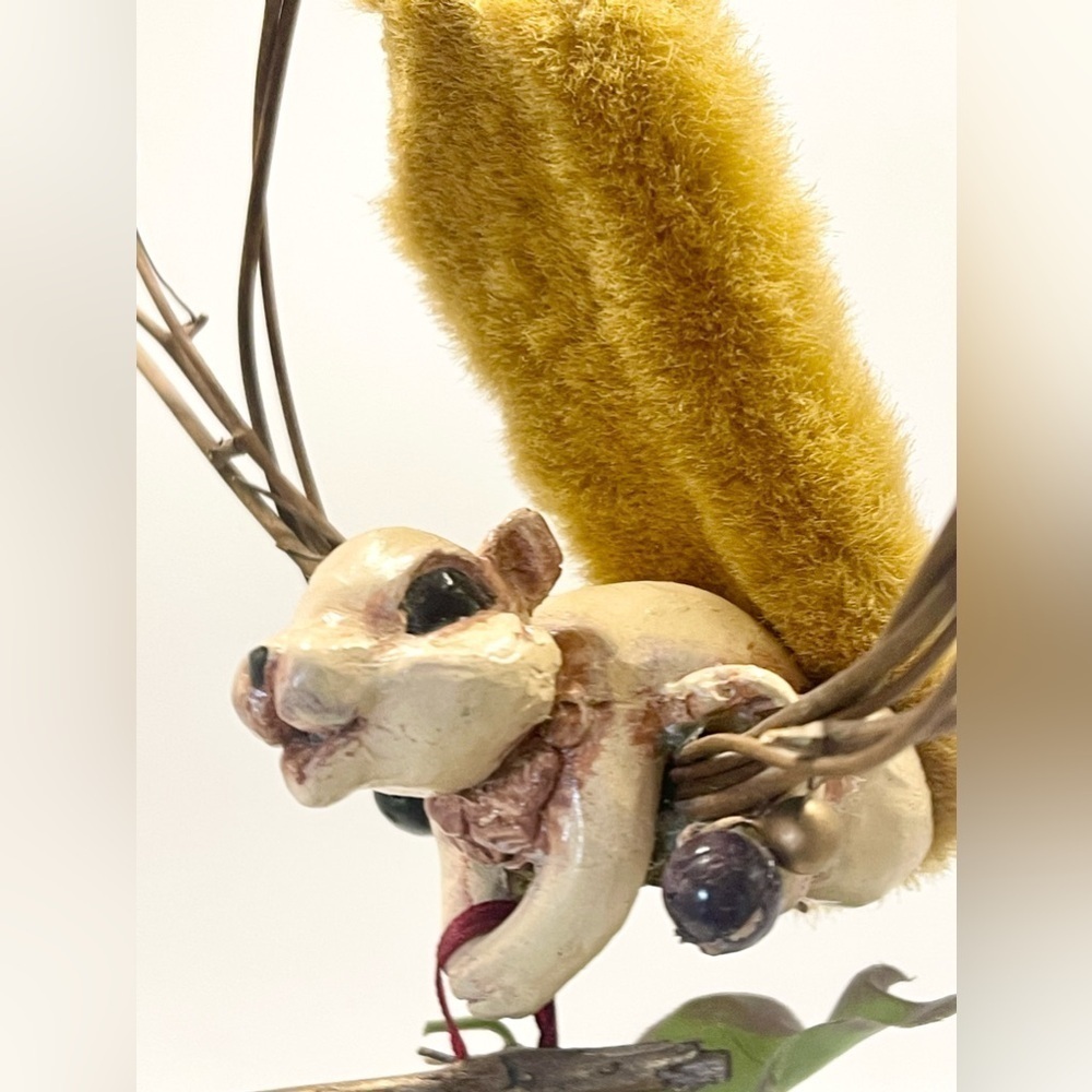 Rustic Squirrel Hanging Decor Ornament Twig Branch Apple Vintage Woodland Porch - Picture 6 of 7